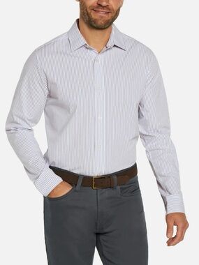 Banana Republic Slim Fit Stretch Poplin Shirt Men’s XL Light Blue Striped